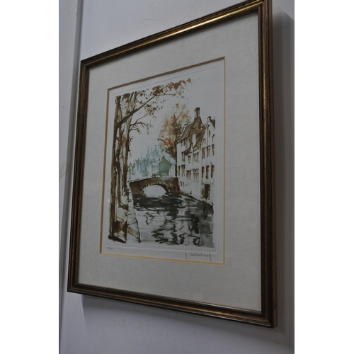 552 - A pair of limited edition hand printing etchings signed Roger Hebbelinck.