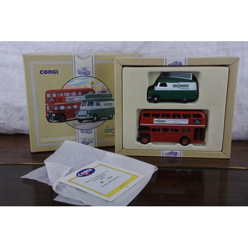 2 - A boxed Corgi 'The Ian Allan Publishing 50th Anniversary Set' London bus and van, limited edition 27... 