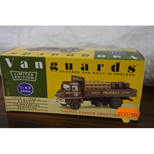 82 - Two boxed Van Guards VA18002 Leyland Comet box van 'Bass' scale 1:64 and VA15001 Thames Trader Drops... 