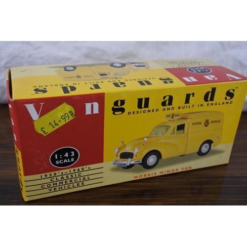 85 - Two boxed Van Guards VA11000 Morris Minor Van scale 1:43 and VA16004 Commer Dropside scale 1:64.