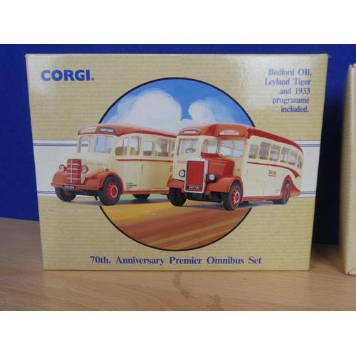 123 - A boxed limited edition Corgi 70th Anniversary Premier Omnibus Set - Bedford OB Leyland Tiger and 19... 