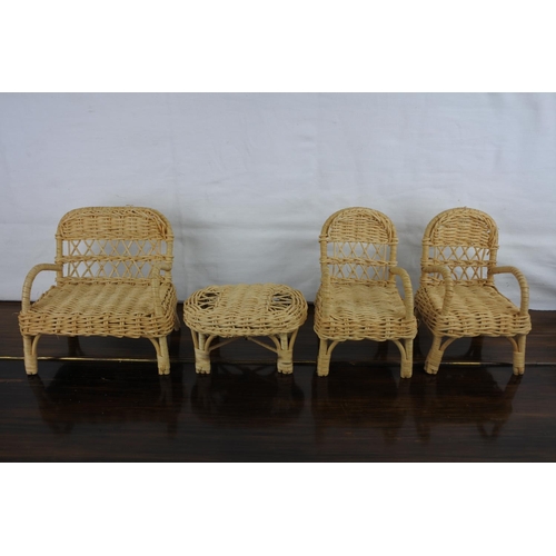 361 - A lot of Various Sindy doll furniture includes 2 sofas, a chair, a table and a wicker patio set.