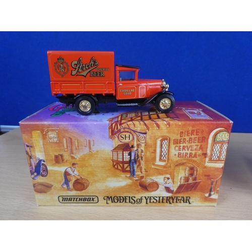 325 - Two boxed Matchbox Models of Yesteryear '1939 Bedford Stake-Bed Truck - Tooheys' and '1932 Ford AA D... 