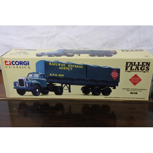 230 - A Corgi Classics 'Railway Express Agency' Mack B Series Semi Truck set.