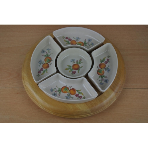 66 - A Cloverleaf 'Peaches and Cream' lazy susan serving dish.