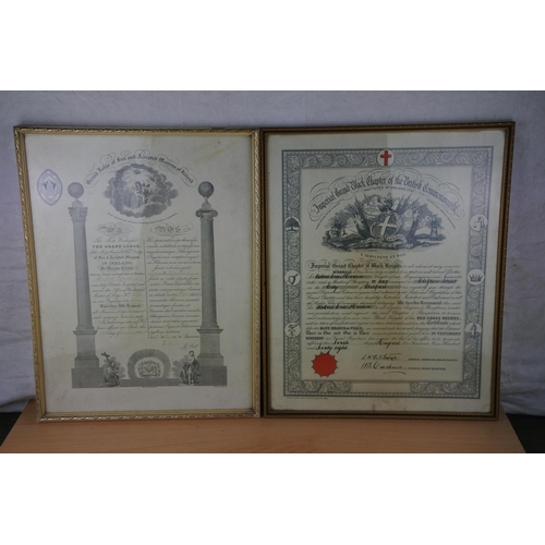 73 - A rare 1960's Imperial Grand Black Chapter certificate and another Mason's Certificate. Approx 43x33... 