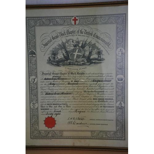 73 - A rare 1960's Imperial Grand Black Chapter certificate and another Mason's Certificate. Approx 43x33... 