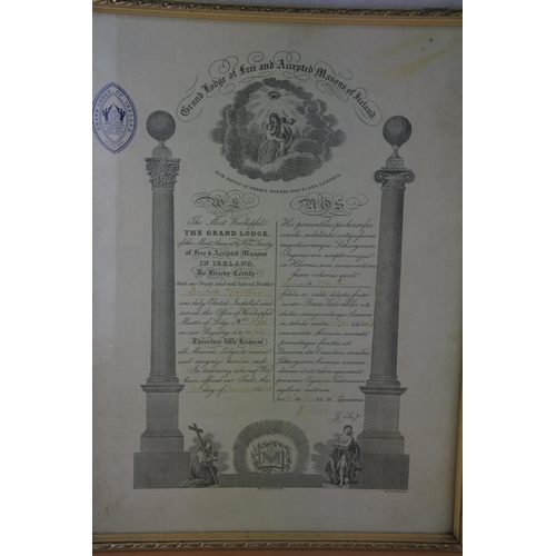 73 - A rare 1960's Imperial Grand Black Chapter certificate and another Mason's Certificate. Approx 43x33... 