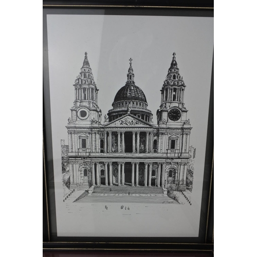 83 - A set of six framed etching prints by Bernard Smith. Approx 24x34cm.