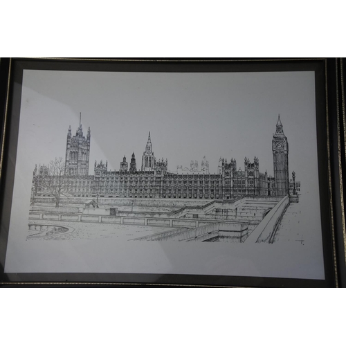 83 - A set of six framed etching prints by Bernard Smith. Approx 24x34cm.