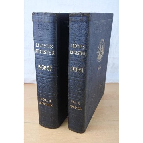 90 - Two leather bound volumes 'Lloyd's Register' dated 1960 - 1961 and 1956 - 1957.