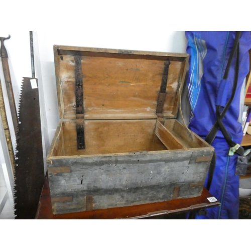 134 - An antique Military chest in need of some restoration. Approx 30x65x35cm.