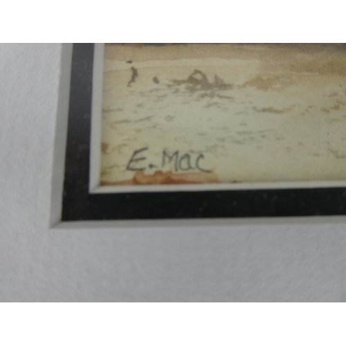 149 - Two framed watercolours of the North Coast signed E Mac. Approx 17x12cm.