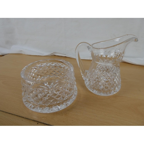 160 - A stunning Waterford crystal milk jug and sugar bowl.