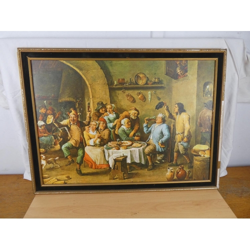 178 - A vintage framed tavern scene print. Approx 47x68cm.