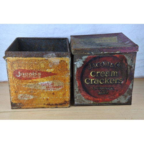 209 - A vintage Jacob's Cream Crackers shop tin and another. Approx 23cm sq each.