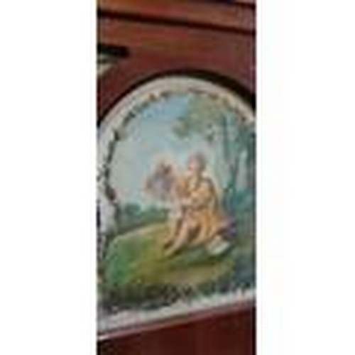 214 - A large pair of mahogany framed hand painted bar back panels, measuring 380cm x 170cm when connected... 