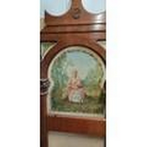 214 - A large pair of mahogany framed hand painted bar back panels, measuring 380cm x 170cm when connected... 