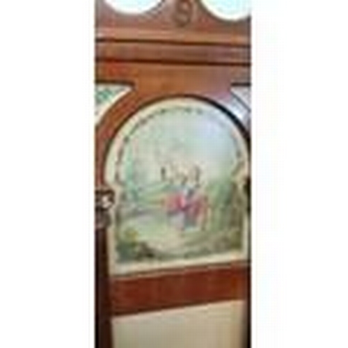 214 - A large pair of mahogany framed hand painted bar back panels, measuring 380cm x 170cm when connected... 