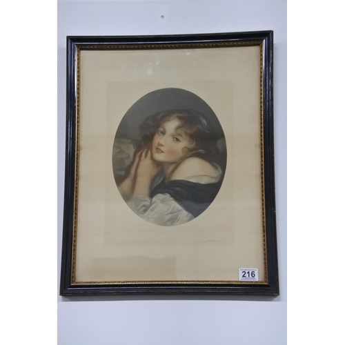 216 - An antique style framed print. Approx 51x39cm.