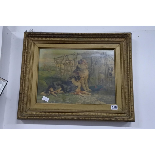 218 - An antique framed print 'Keeping Watch'. Approx 35x46cm.