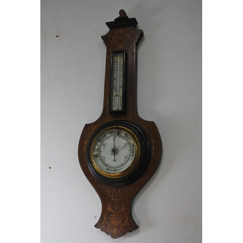 231 - An antique barometer with inlay detail.