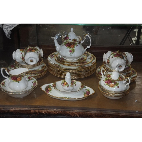 263 - A large collection of Royal Albert 'Old Country Rose' to include teapot, dinner plates, pudding bows... 