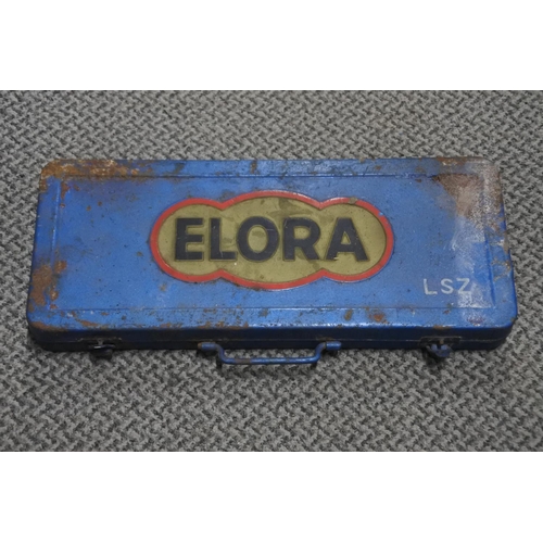 265 - A vintage Elora storage case containing a large lot of letter stensils. Approx 44x19cm.