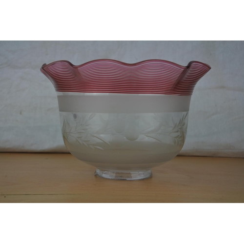 271 - A vintage coloured glass oil lamp shade.