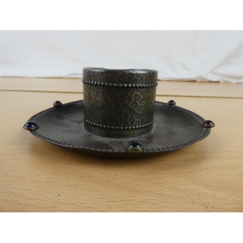 316 - An unusual metal and beaded inkwell pot (a/f).