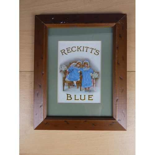 378 - A small framed print 'Reckitt's Blue'. Approx 19x14cm.