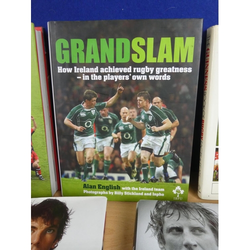 390 - A large assortment of rugby related books.