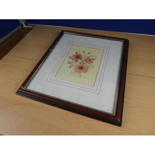 397 - A framed watercolour of poppies signed John S Haggan. Approx 19x14cm.