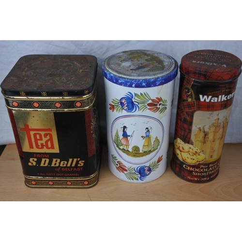 421 - A collection of vintage tins.