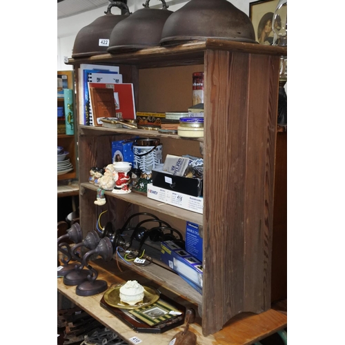 423 - A pine open shelved bookcase.