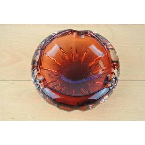 434 - A vintage red glass ashtray,