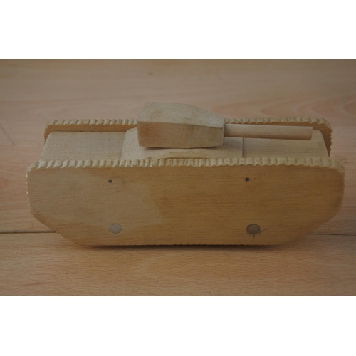 440 - A small handmade wooden tank.