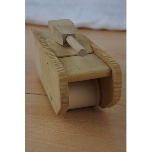 440 - A small handmade wooden tank.