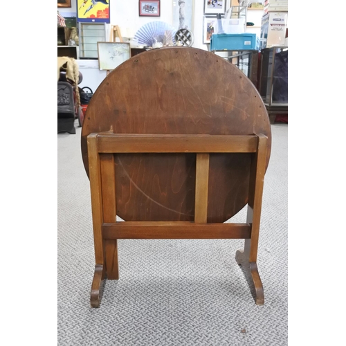 465 - An oak framed tapestry firescreen/table.