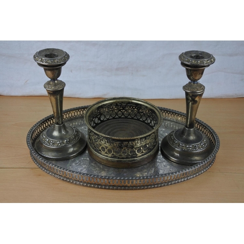 471 - A silver plated drinks tray and more.