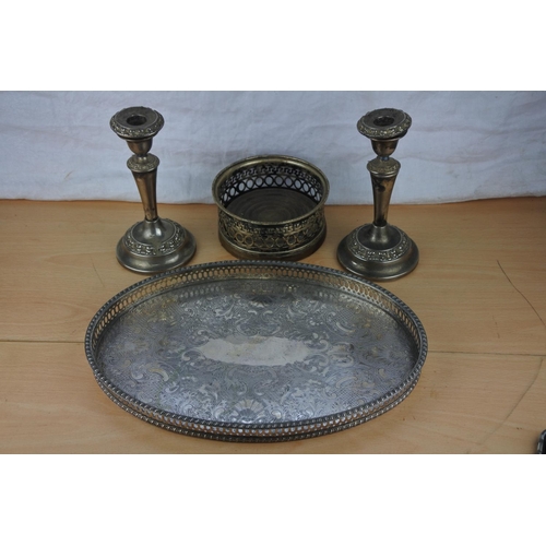 471 - A silver plated drinks tray and more.