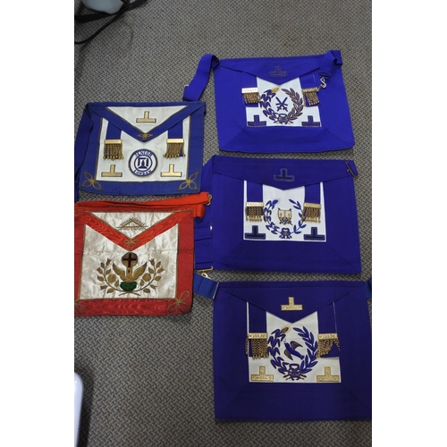 491 - A lot of Masonic aprons.