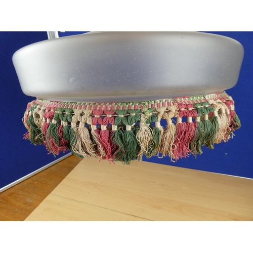 534 - A vintage ceiling lamp shade with fringe detail.