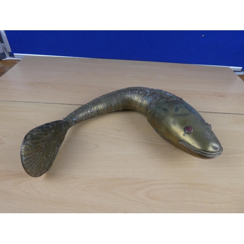 577 - A rare antique articulated brass fish.