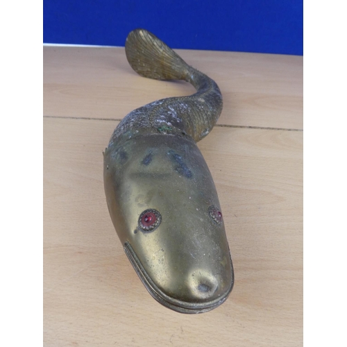 577 - A rare antique articulated brass fish.