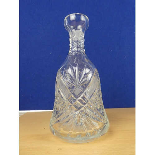 596 - Two etched wine glasses and decanter.