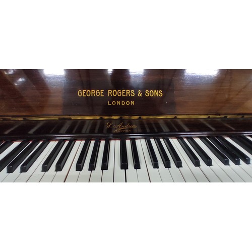 502 - A George Rogers and Sons upright piano made in London.