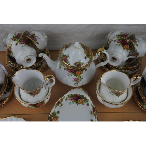 50 - A stunning collection of Royal Albert Old Country Rose to include teapot, milk jug and sugar bowl an... 