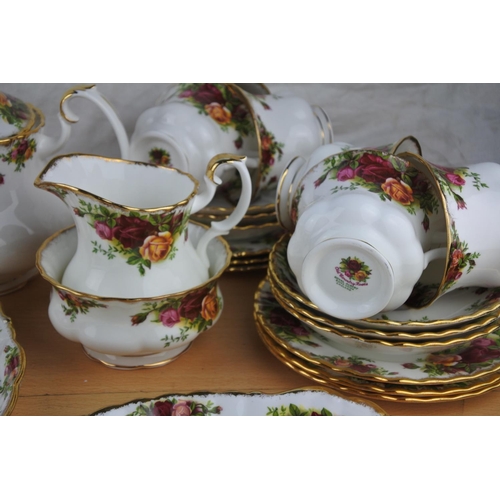 50 - A stunning collection of Royal Albert Old Country Rose to include teapot, milk jug and sugar bowl an... 