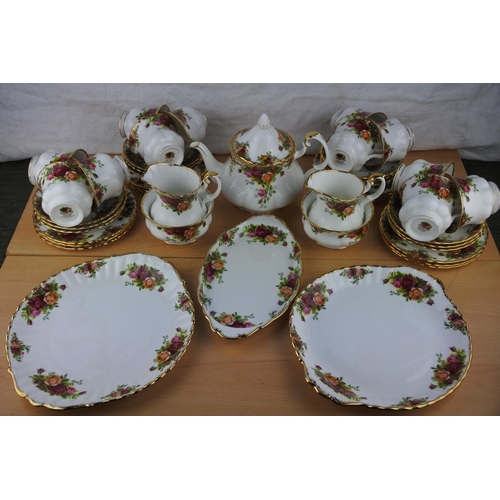 50 - A stunning collection of Royal Albert Old Country Rose to include teapot, milk jug and sugar bowl an... 